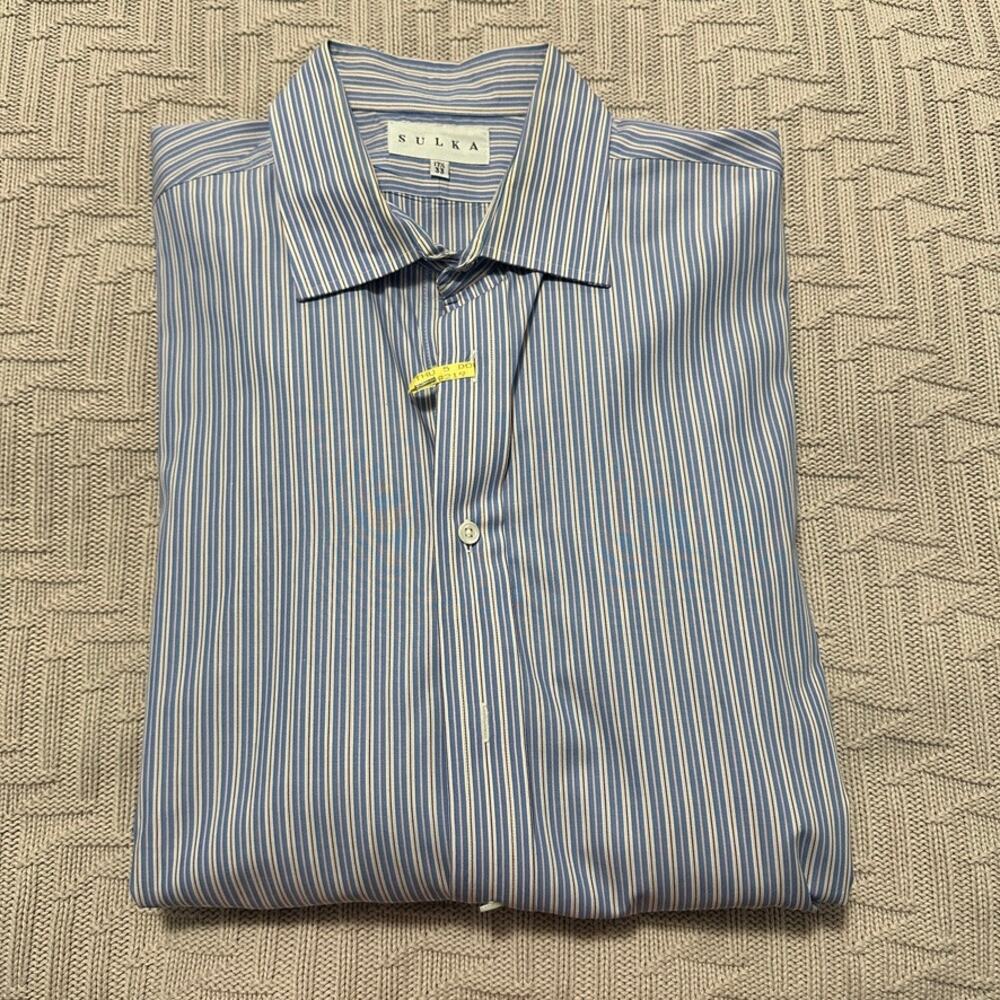 Sulka blue striped button down size 17.5